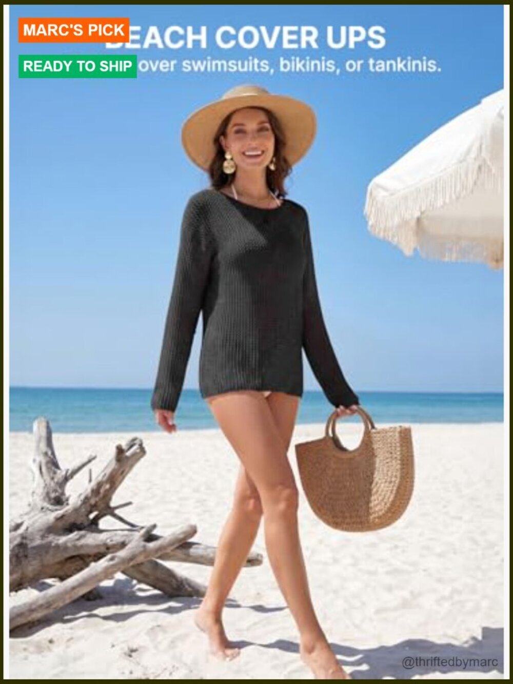 Womens Crochet Hollow Out Sweater Crewneck Long Sleeve Lightweight Beach Cover - Picture 5 of 7
